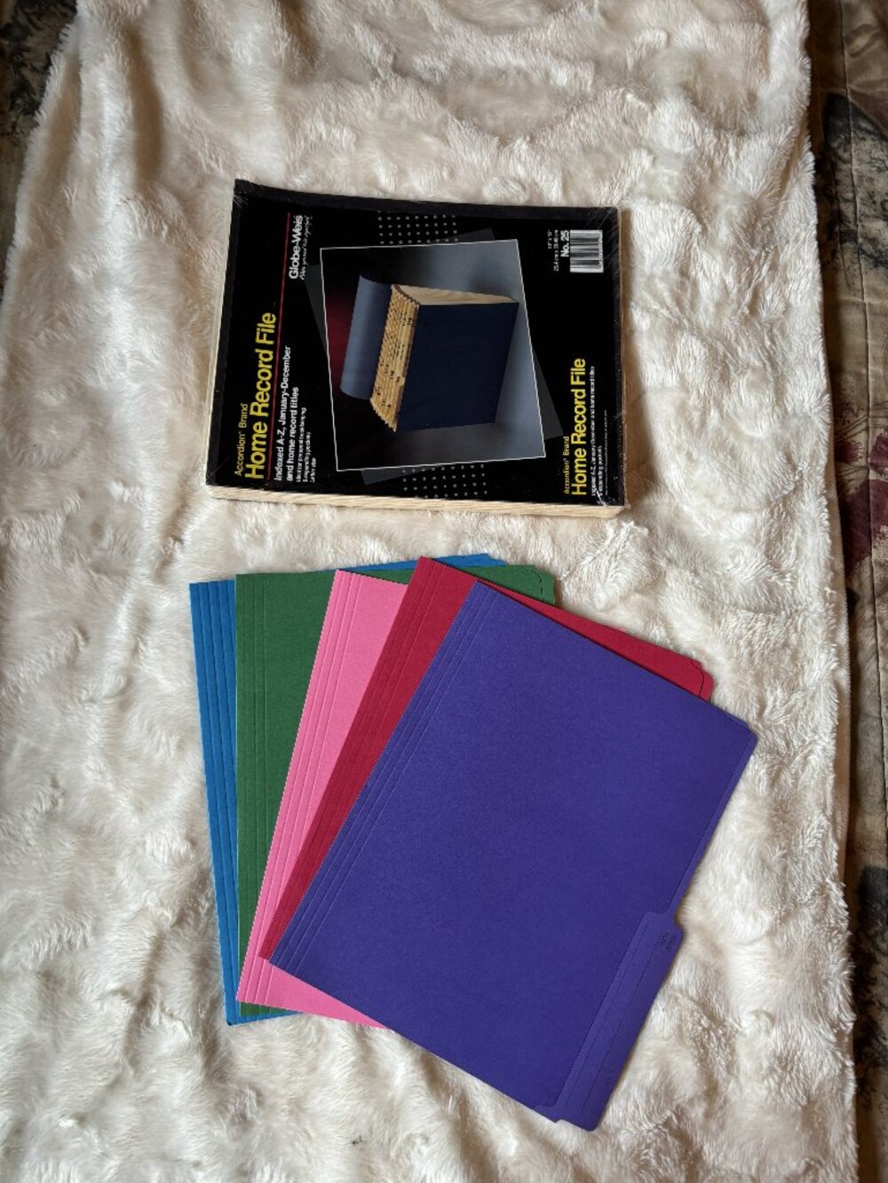 Globe-Weis Accordion Home Record File 9 Pocket Letter Size NIP + 5 File Folders